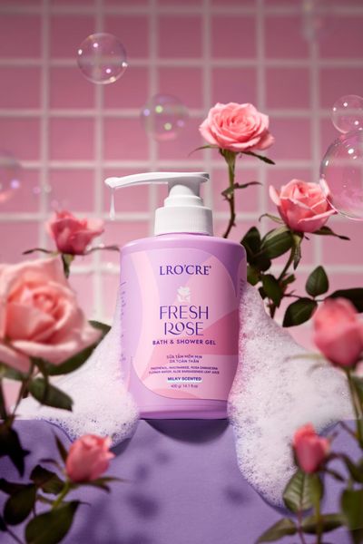  Sữa Tắm Lro'Cre Fresh Rose Bath & Shower Gel Giúp Da Ẩm, Mịn Màng 400g 