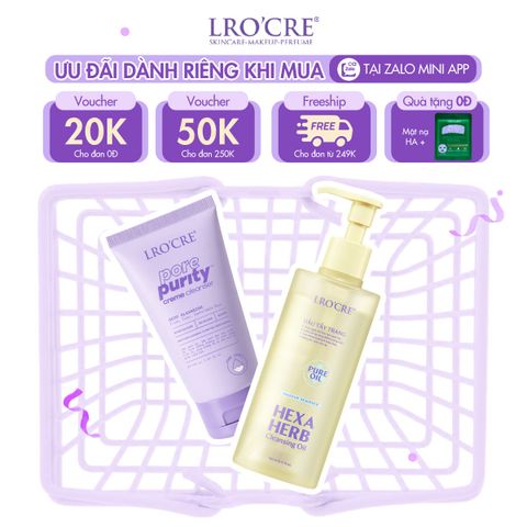  Combo Làm Sạch Da Mặt Lro'Cre Hexa-Herb Cleansing Oil 160ml & Pore Purity Cleanser 100g 