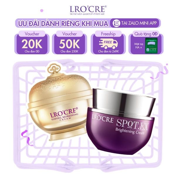  Combo Dưỡng Sáng & Chăm Sóc Da Lão Hóa Lro'Cre Sunveil Refreshing Cream 20g & SpotEx Brightening Cream 20g 