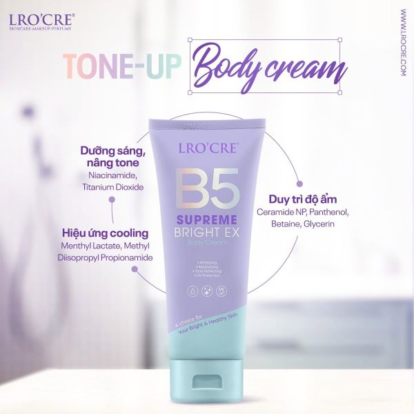  Combo Dưỡng Trắng Da Toàn Thân Lro'Cre B5 Supreme Bright Ex Body Cream 200g & Yotouch Dewy Body Cream 100g 