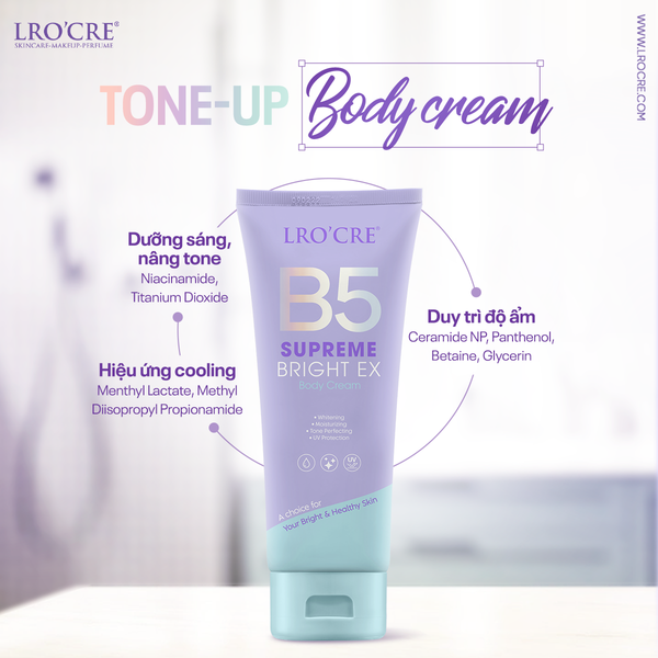  Kem Dưỡng Body Lro'Cre Supreme Bright Ex -Nâng Tone Có Chống Nắng 200g 