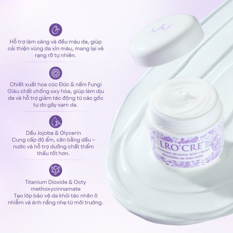  Kem Dưỡng Body Lro'Cre Whitening Renewal Body Cream Giúp Trắng Da 100g 