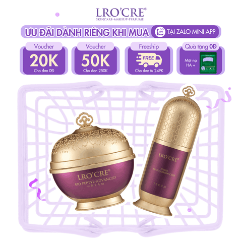  Combo Dưỡng Da Hỗ Trợ Làm Mờ Nếp Nhăn Lro'Cre Bio-Peptyl Advanced Cream 20g & Elixir Rejuvenation Cells Serum 30ml 
