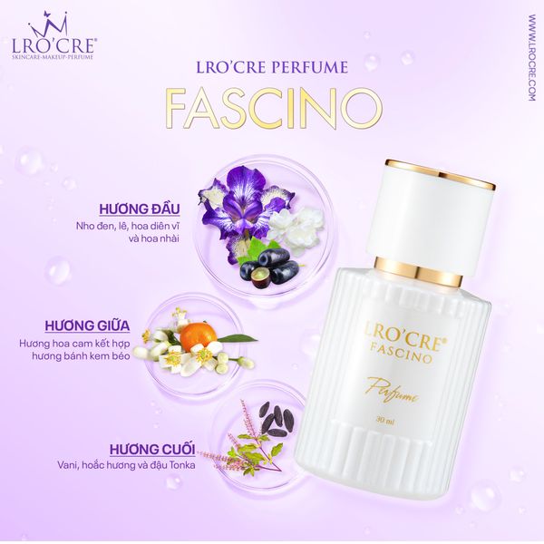  Nước Hoa Lro'Cre Perfume Fascino Hương Thơm Ngọt Ngào, Quyến Rũ 30ml 