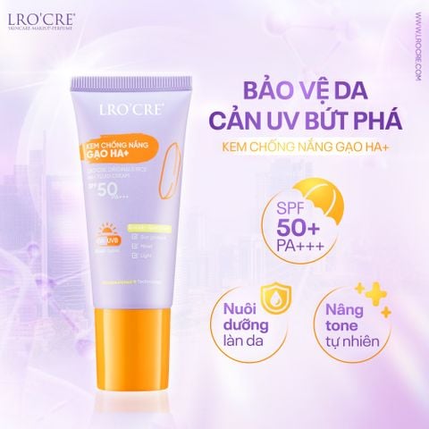  Kem Chống Nắng Lro'Cre Originals Rice HA+ Fluid Cream SPF50PA+++ 30g 