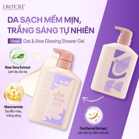  Sữa Tắm Lro'Cre Oat & Aloe Glowing Shower Gel Giúp Trắng Da Sạch Sâu 400g 
