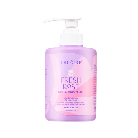  Sữa Tắm Lro'Cre Fresh Rose Bath & Shower Gel Giúp Da Ẩm, Mịn Màng 400g 