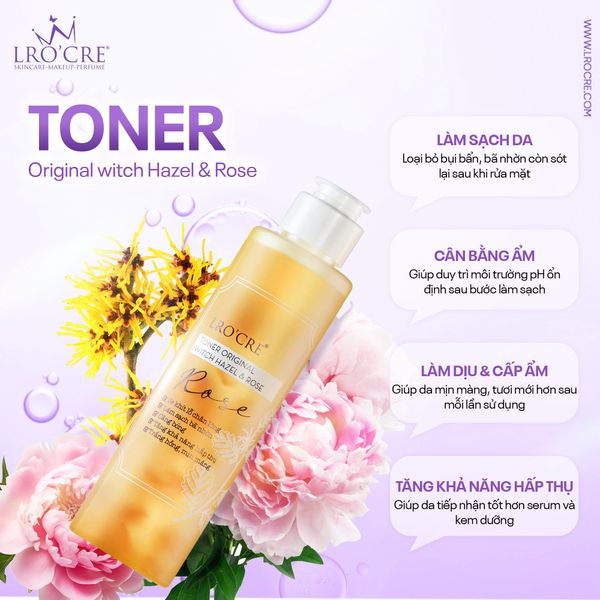  Toner Lro'Cre Toner Original Witch Hazel & Rose Cân Bằng pH Cho Da 140ml 
