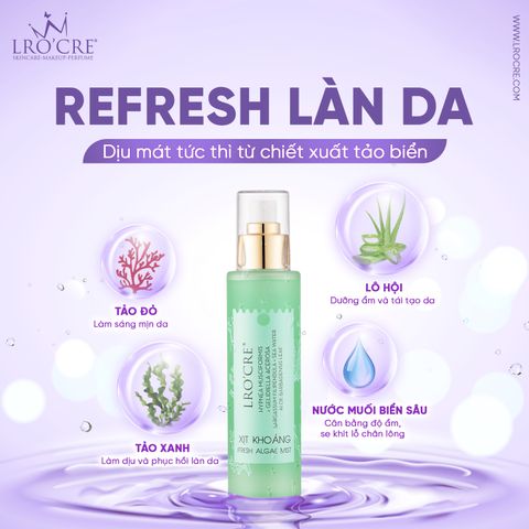  Xịt Khoáng Lro'Cre Fresh Algae Mist Giúp Cấp Ẩm, Giảm Khô Căng 140ml 