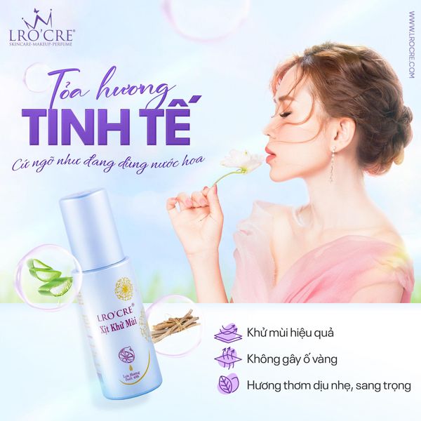  Xịt Khử Mùi Hương Nước Hoa Lro'Cre Khử Mùi Cơ Thể, Lưu Hương 42h 80ml 