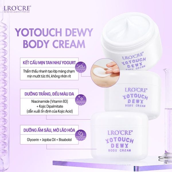  Kem Dưỡng Trắng Da Toàn Thân Lro'Cre Yotouch Dewy Body Cream Có Chống Nắng 100G 