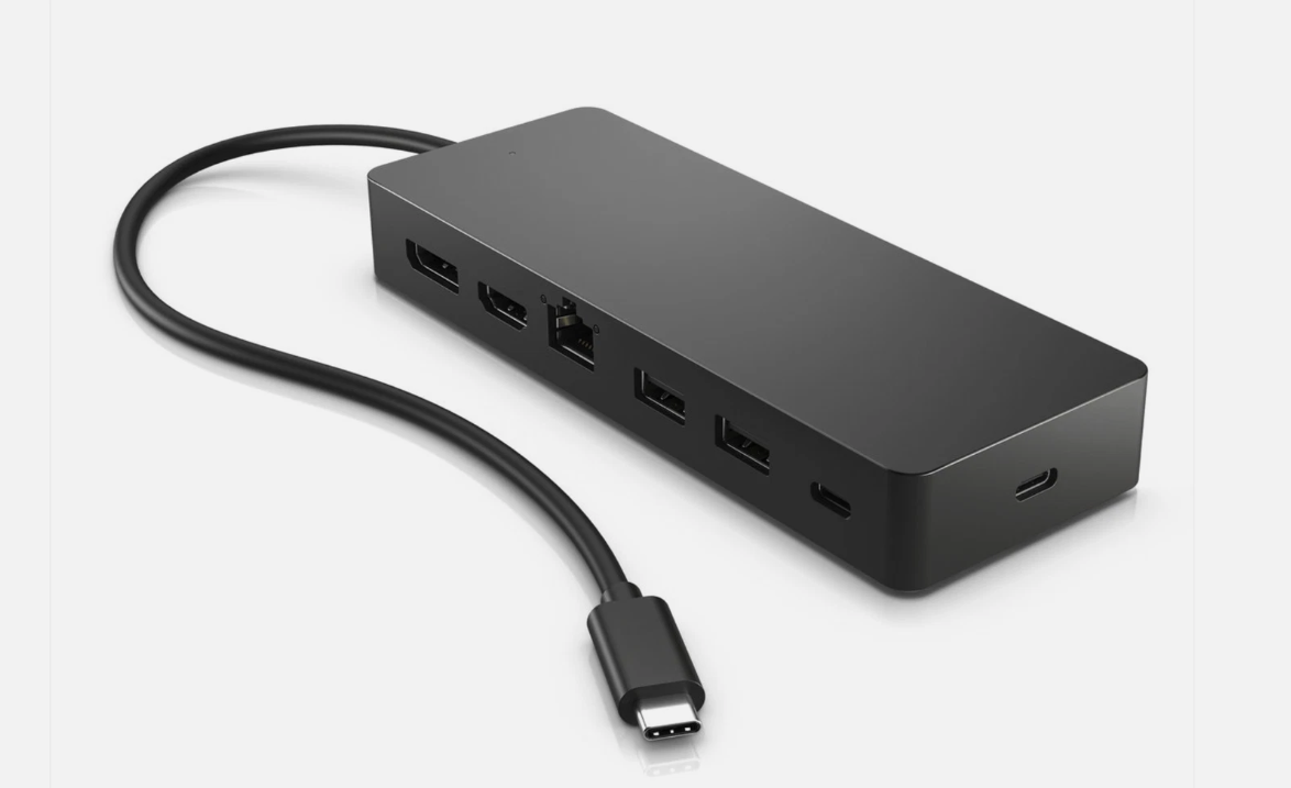  HP USB-C Multiport Hub – 5-in-1 | HDMI 4K | LAN Gigabit | USB 3.2 | Power Delivery (50H55AA) 