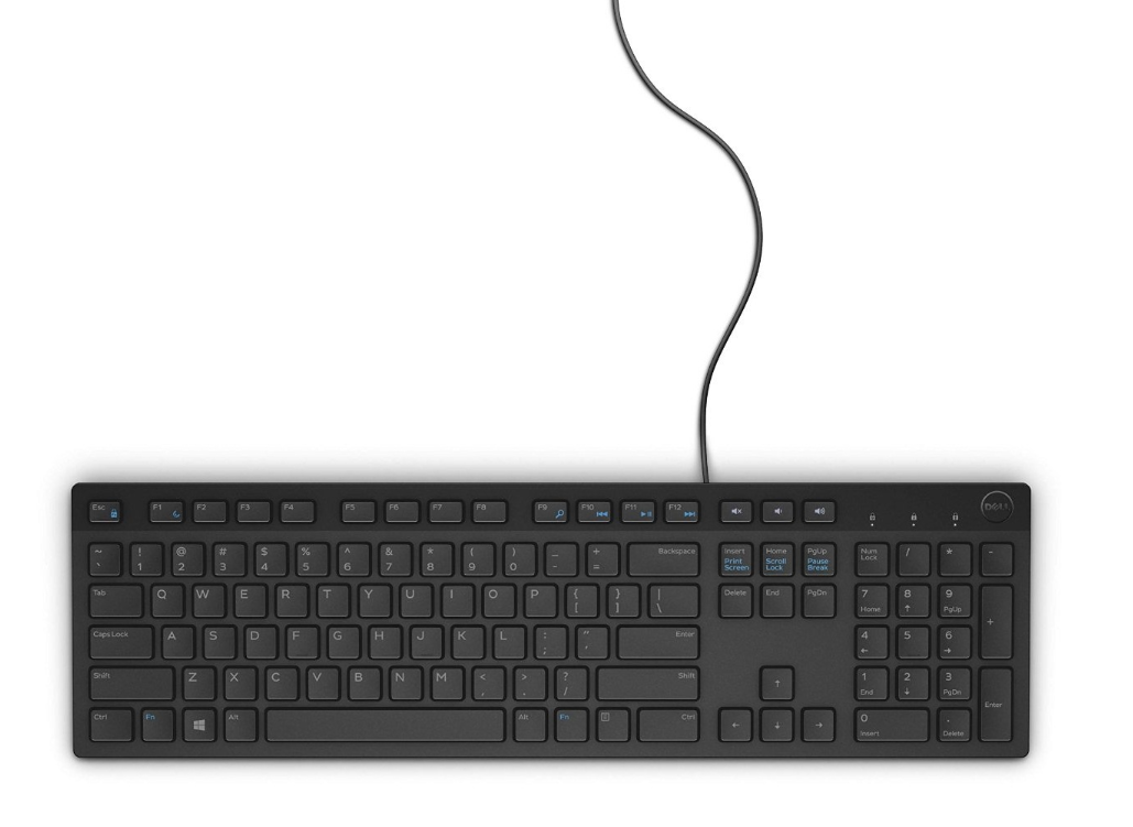  Dell Multimedia Keyboard KB216 – USB | Full Size | Quiet Keys | Black (1Y) 