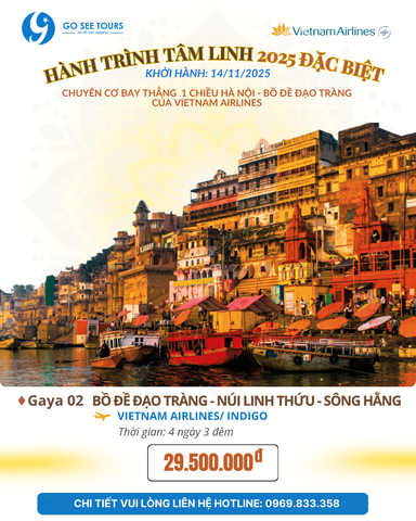 3. BỒ ĐỀ ĐẠO TRÀNG - NÚI LINH THỨU - SÔNG HẰNG BAY VIETNAM AIRLINES/ INDIGO 4N3Đ