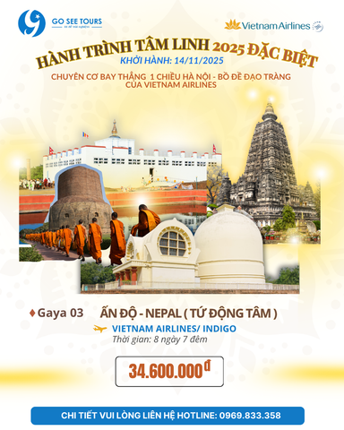 4. ẤN ĐỘ - NEPAL (TỨ ĐỘNG TÂM) - BAY VIETNAM AIRLINES/ INDIGO 8N7Đ