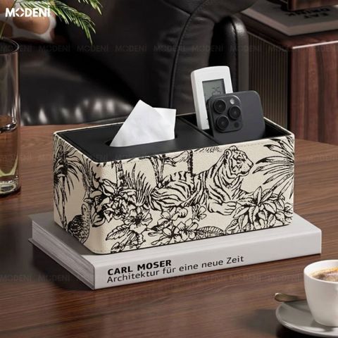  Hộp Khăn Giấy Vanity Bọc Da Cao Cấp Họa Tiết Toile Nghệ Thuật - Vẻ Đẹp Cổ Điển Sagn Trọng Cho Phòng Khách Luxury 