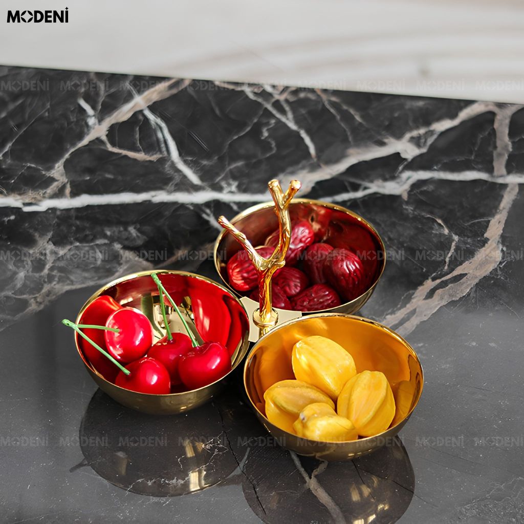 Tô Trái Cây Trang Trí Golden Branch Thép Không Gỉ Mạ Vàng Gold Phong Cách Tân Cổ Điển Luxury