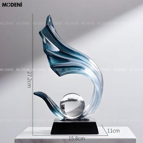  Tượng Trang Trí Celestial Tròn Blue – Polyester Resin cao cấp, điểm nhấn nghệ thuật cho bàn làm việc/kệ tủ hiện đại 