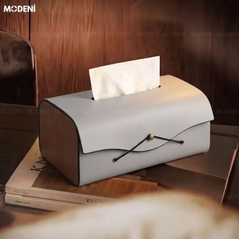  Hộp Khăn Giấy Elise Xám Da Microfiber Cao Cấp Phối Ốp Vân Gỗ Japandi Tối Giản Tinh Tế Cho Phòng Ngủ Và Văn Phòng 