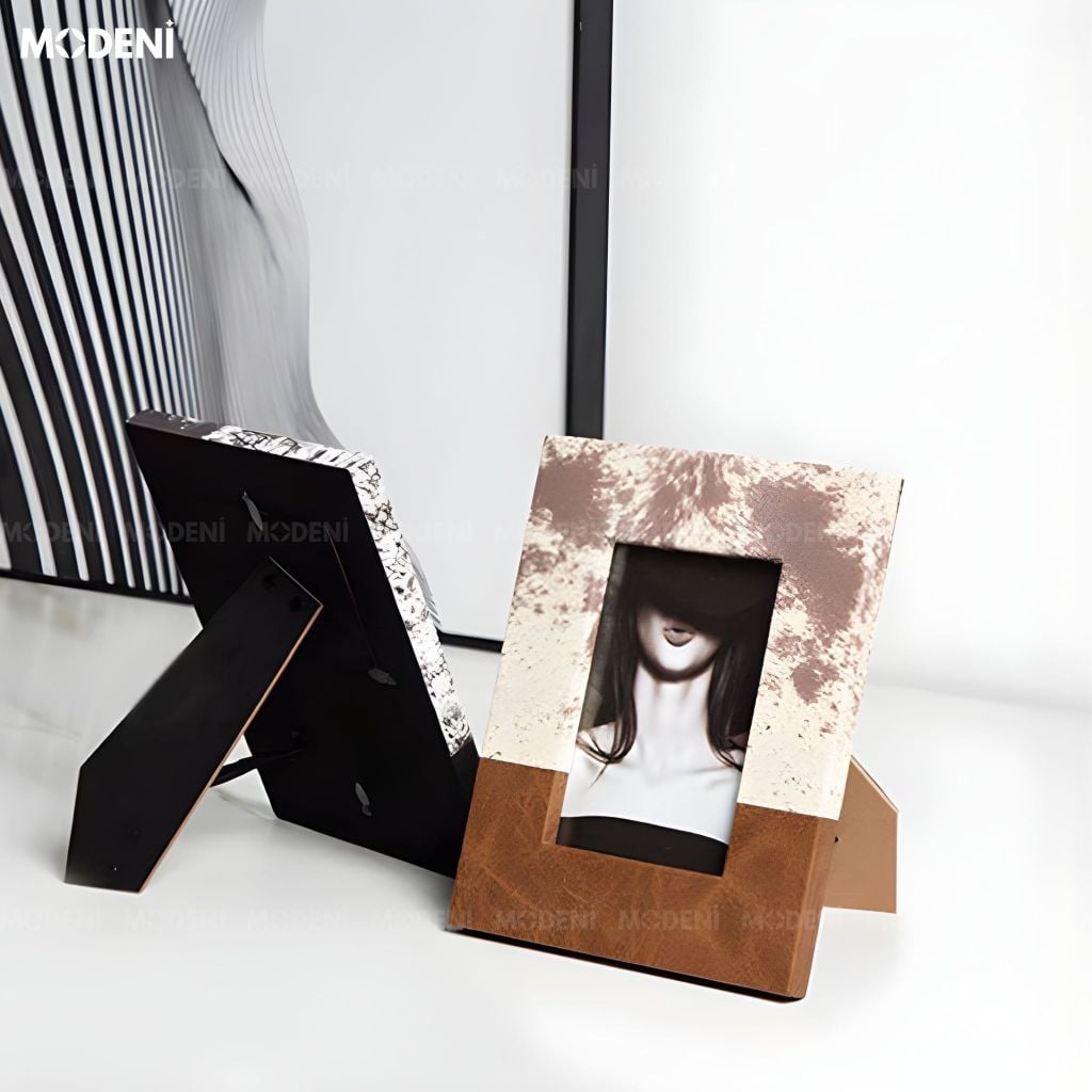 Khung Ảnh Hipro Vân Đá Terrazzo Gỗ Kết Hợp Thủy Tinh Cho Không Gian Decor Sang Trọng