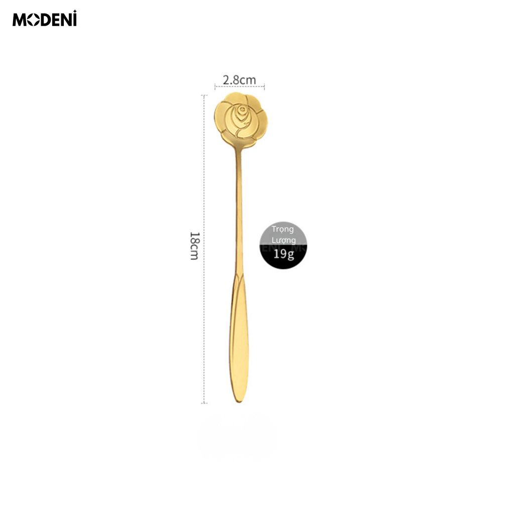 Muỗng Cafe Fiore Inox 304 Thẩm Mỹ Châu Âu Hiện Đại Chạm Khắc Cánh Hoa Tinh Xảo Cho Bàn Tiệc Ngọt