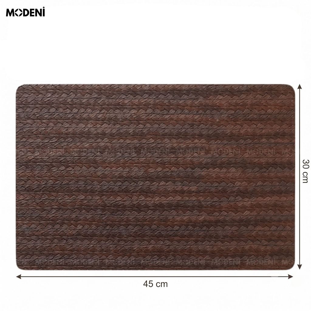 Tấm Lót Bàn Ăn Tassilo Placemat PVC Giả Da Cao Cấp Màu Nâu Họa Tiết Dệt Xương Cá Chống Thấm Nước Cho Bàn Tiệc Sang Trọng