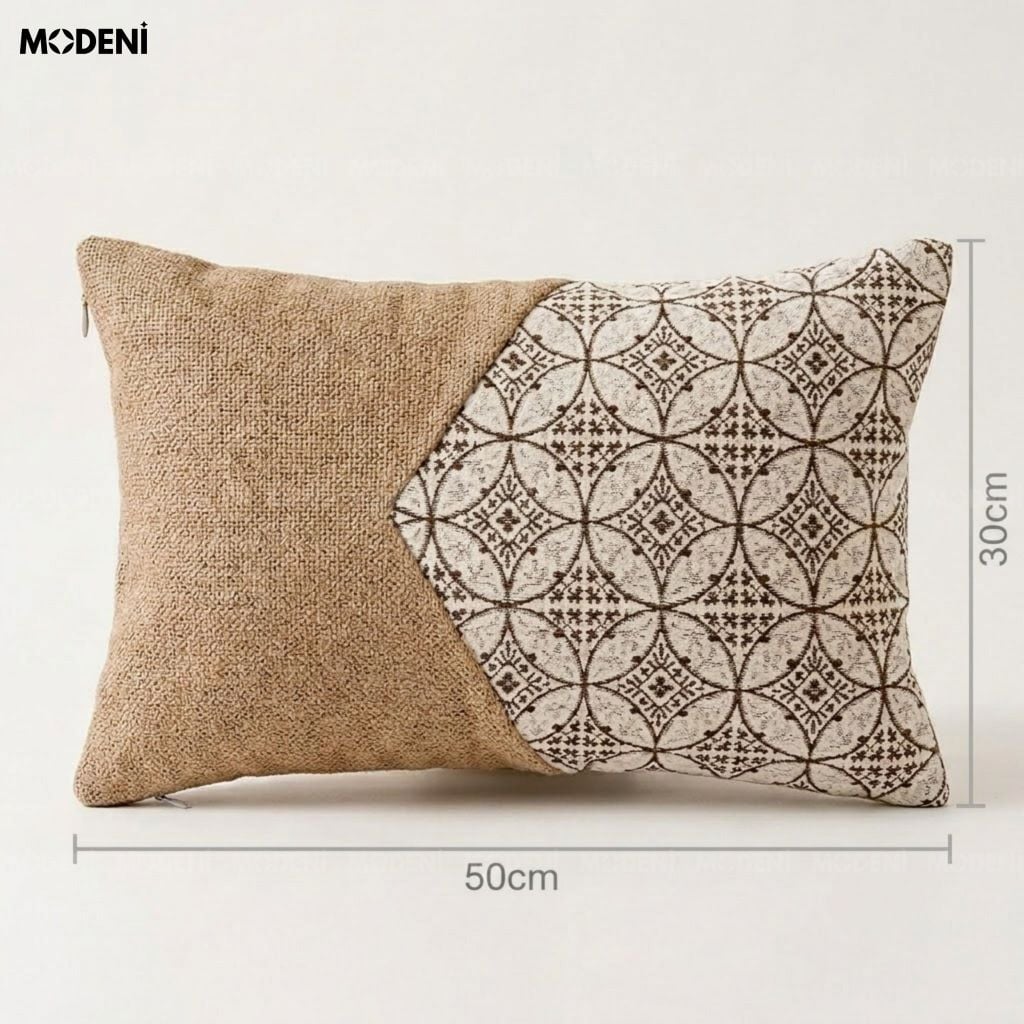 Vỏ Gối Sofa Wovenia Vải Dệt Phối Linen Phong Cách Wabi Sabi Họa Tiết Hình Học Dệt Nổi Cho Ghế Thư Giãn Hiện Đại