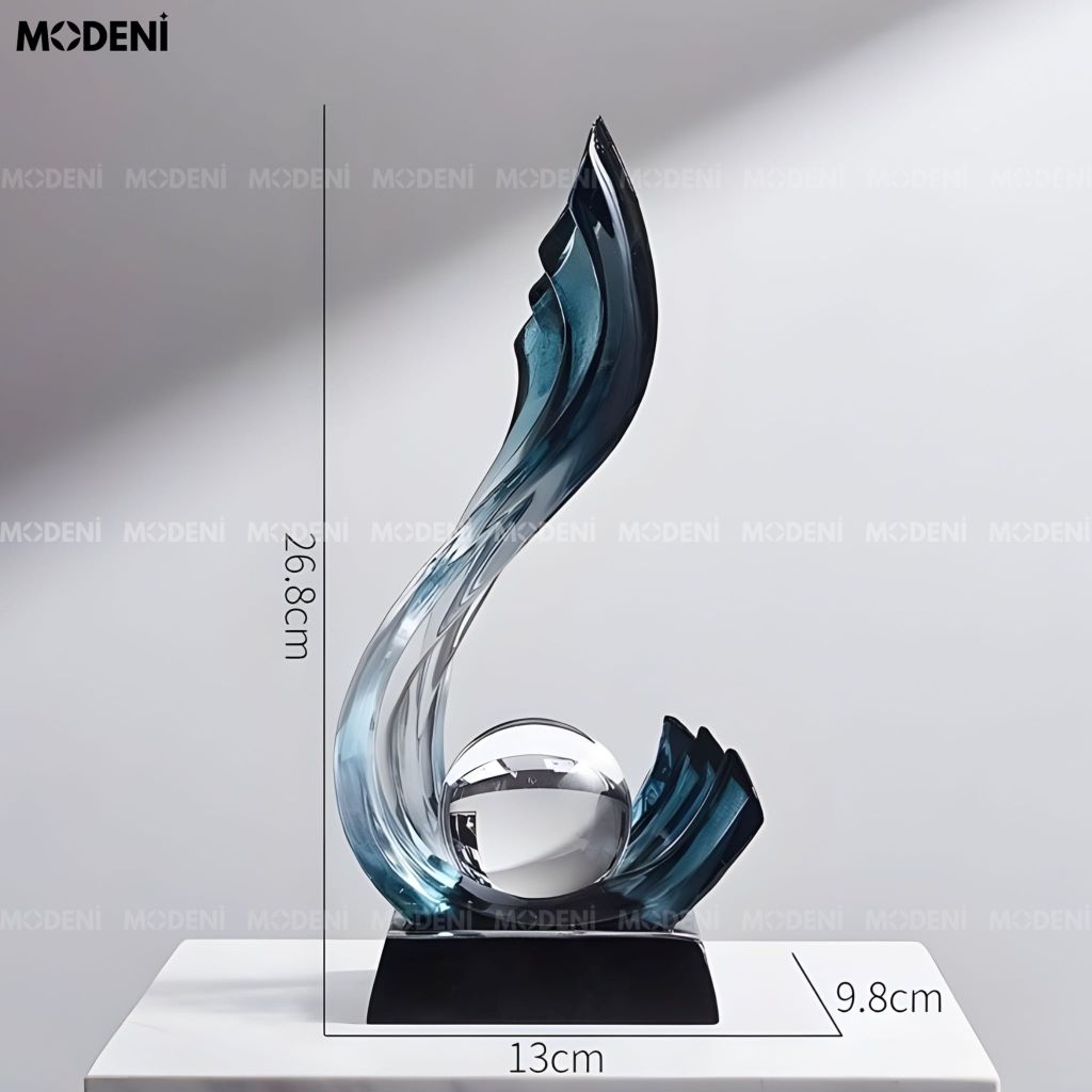 Tượng Trang Trí Celestial Đứng Blue Cao Cấp – Polyester Resin nghệ thuật trừu tượng điểm nhấn hiện đại/sang trọng cho mọi không gian