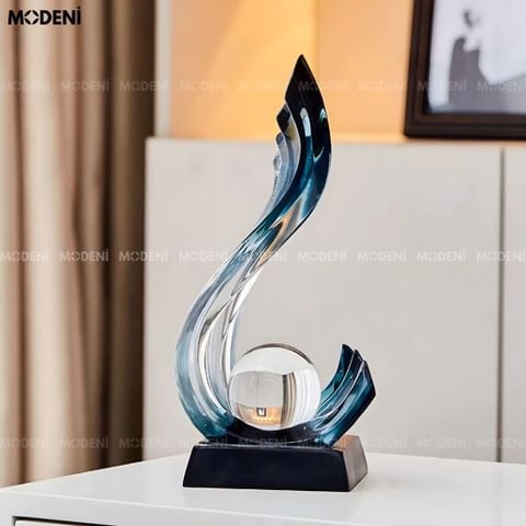  Tượng Trang Trí Celestial Đứng Blue Cao Cấp – Polyester Resin nghệ thuật trừu tượng điểm nhấn hiện đại/sang trọng cho mọi không gian 