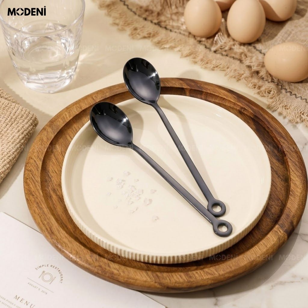 Muỗng Cafe Solis Black Inox 304 Thẩm Mỹ Châu Âu Dáng Thuôn Dài Hiện Đại Chống Trầy Xước