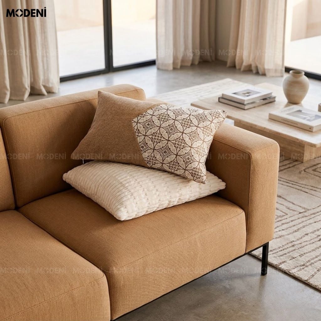 Vỏ Gối Sofa Wovenia Vải Dệt Phối Linen Phong Cách Wabi Sabi Họa Tiết Hình Học Dệt Nổi Cho Ghế Thư Giãn Hiện Đại