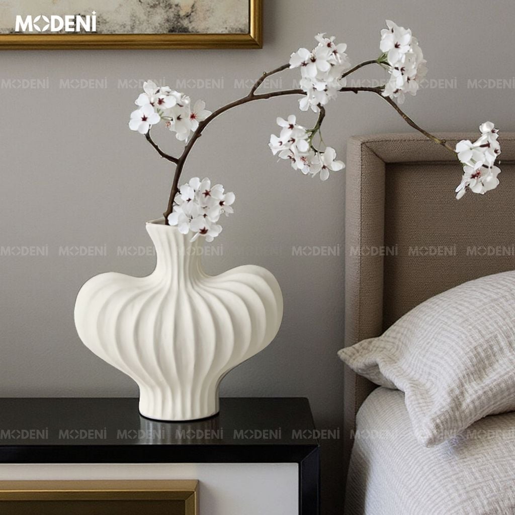 Bình Hoa Sứ Curva Cao Cấp Nghệ Thuật Lượn Sóng 3D | Decor Bàn Console – Kệ Tủ Sang Trọng