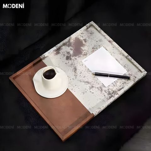  Khay Hipro Vân Đá Terrazzo Gỗ Phối Da Cao Cấp Cho Không Gian Decor Sang Trọng 