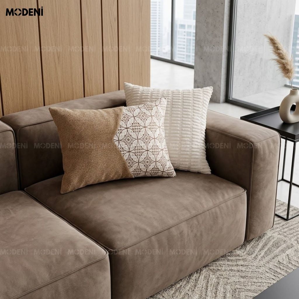 Vỏ Gối Sofa Wovenia Vải Dệt Phối Linen Phong Cách Wabi Sabi Họa Tiết Hình Học Dệt Nổi Cho Ghế Thư Giãn Hiện Đại