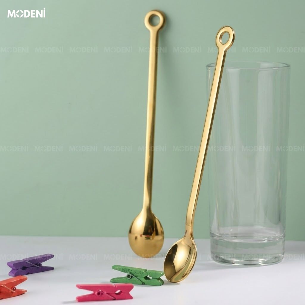 Muỗng Cafe Solis Gold Inox 304 Thẩm Mỹ Châu Âu Dáng Thuôn Dài Hiện Đại Chống Trầy Xước