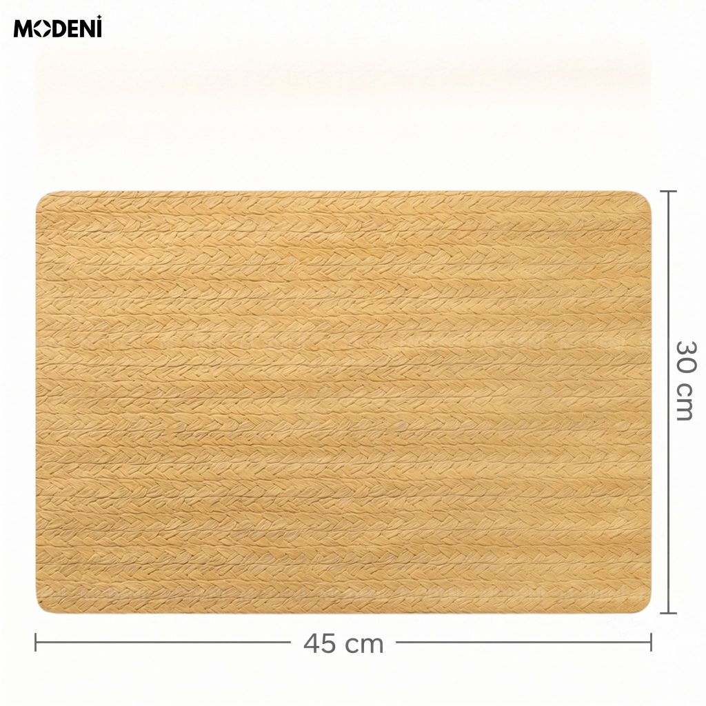 Tấm Lót Bàn Ăn Tassilo Placemat PVC Giả Da Cao Cấp Màu Vàng Họa Tiết Dệt Xương Cá Chống Thấm Nước Cho Bàn Tiệc Sang Trọng