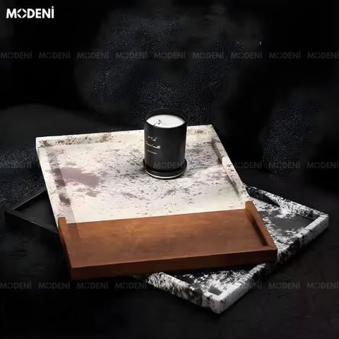  Khay Hipro Vân Đá Terrazzo Gỗ Phối Da Cao Cấp Cho Không Gian Decor Sang Trọng 