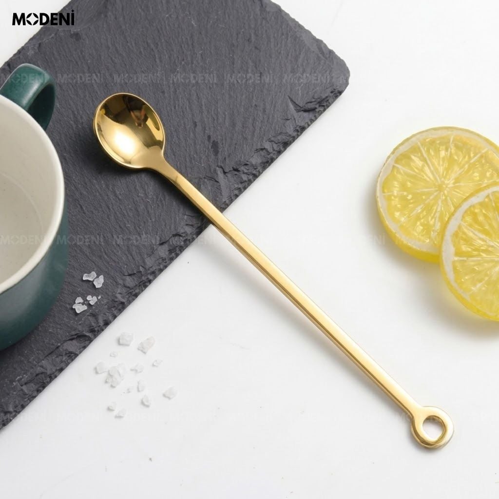 Muỗng Cafe Solis Gold Inox 304 Thẩm Mỹ Châu Âu Dáng Thuôn Dài Hiện Đại Chống Trầy Xước