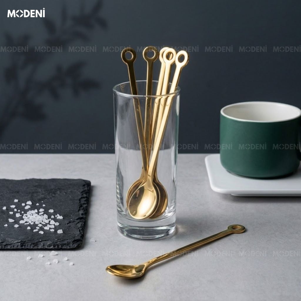 Muỗng Cafe Solis Gold Inox 304 Thẩm Mỹ Châu Âu Dáng Thuôn Dài Hiện Đại Chống Trầy Xước
