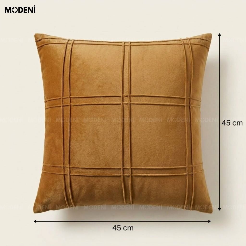 Vỏ Gối Sofa Ocra Vải Nhung Mịn Thẩm Mỹ Bắc Âu Chỉ Trần Kẻ Ô Cách Điệu Cho Phòng Ngủ Ấm Cúng Hiện Đại