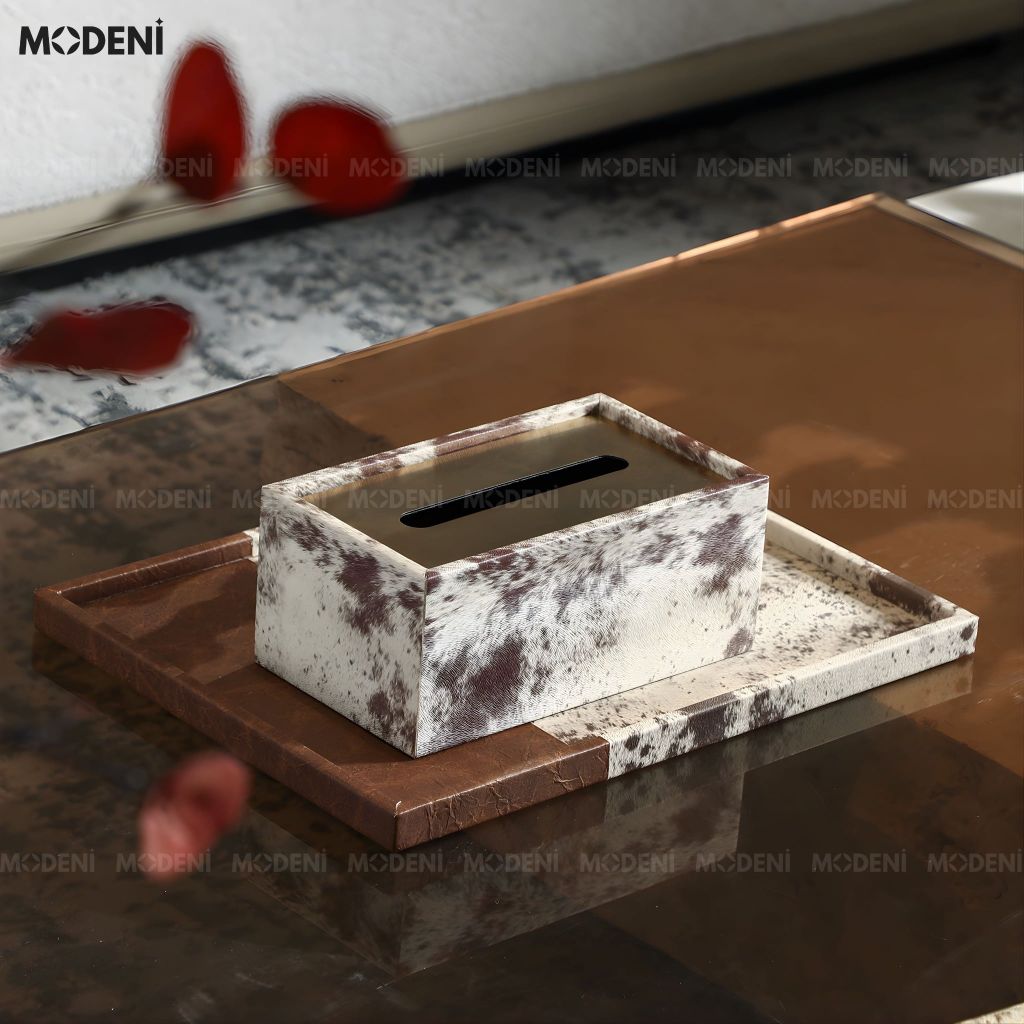 Khay Hipro Vân Đá Terrazzo Gỗ Phối Da Cao Cấp Cho Không Gian Decor Sang Trọng