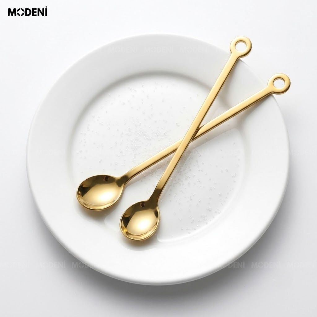Muỗng Cafe Solis Gold Inox 304 Thẩm Mỹ Châu Âu Dáng Thuôn Dài Hiện Đại Chống Trầy Xước