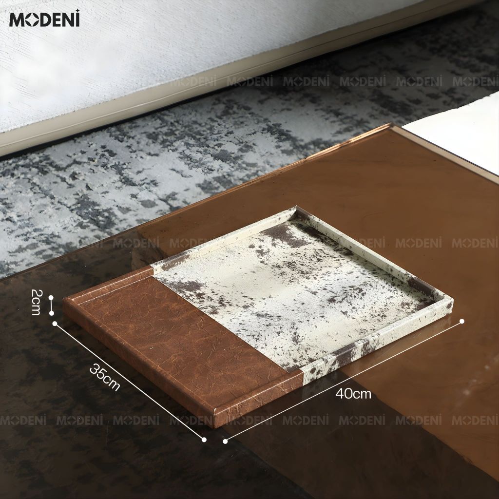 Khay Hipro Vân Đá Terrazzo Gỗ Phối Da Cao Cấp Cho Không Gian Decor Sang Trọng