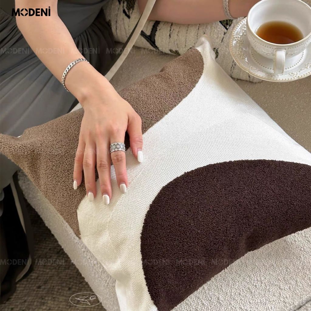 Vỏ Gối Sofa Ether – Vải Lông Cừu Nhân Tạo Cao Cấp Đối Xứng May Ẩn Tối Giản