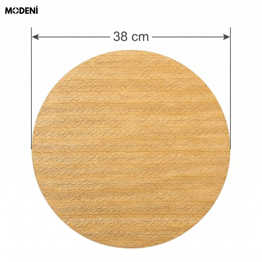 Tấm Lót Bàn Ăn Tassilo Tròn Placemat PVC Giả Da Cao Cấp Màu Vàng Họa Tiết Dệt Xương Cá Chống Thấm Nước Cho Bàn Tiệc Sang Trọng