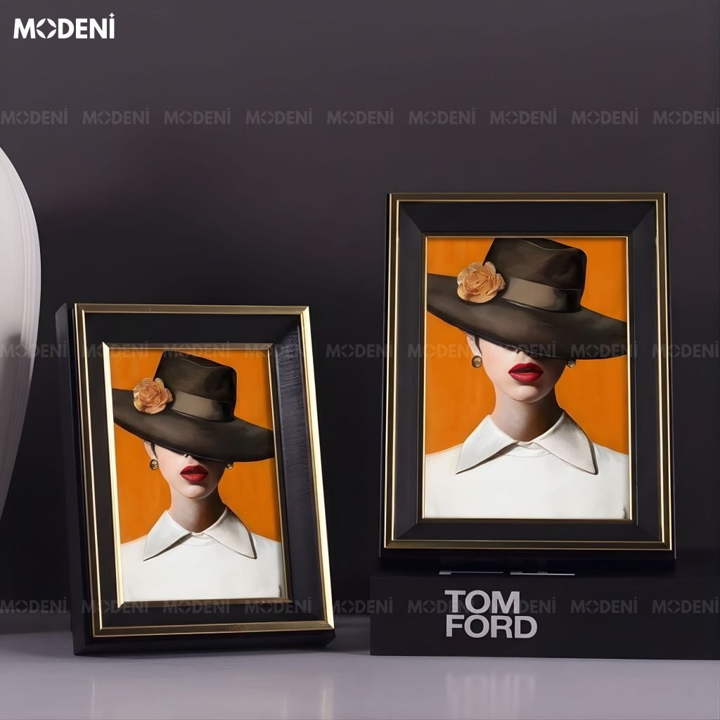 Khung Ảnh Perin Gỗ Phối Thủy Tinh Họa Văn Đen Ánh Kim Sang Trọng Cho Không Gian Hiện Đại