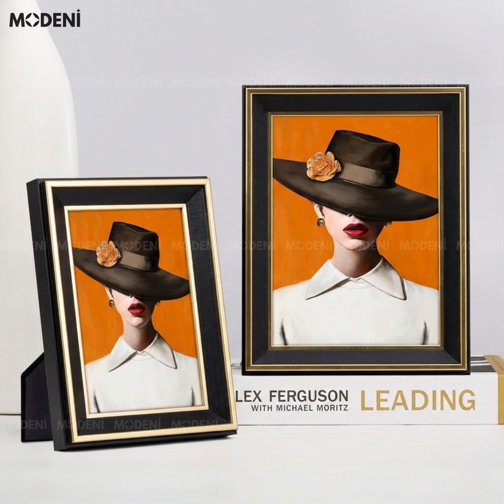 Khung Ảnh Perin Gỗ Phối Thủy Tinh Họa Văn Đen Ánh Kim Sang Trọng Cho Không Gian Hiện Đại