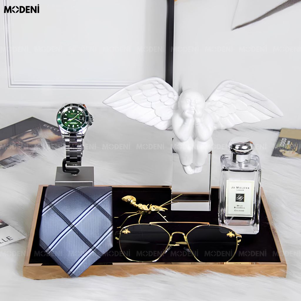 Tượng Trang Trí Thiên Thần Angel Pha Lê Resin Nguyên Khối Trắng Bạc Phong Cách Châu Âu