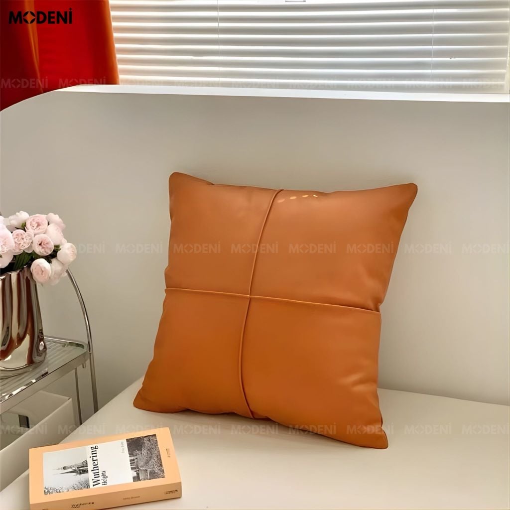 Vỏ Gối Sofa Shade – Da Microfiber Họa Tiết Giao Điểm May Múi Hiện Đại