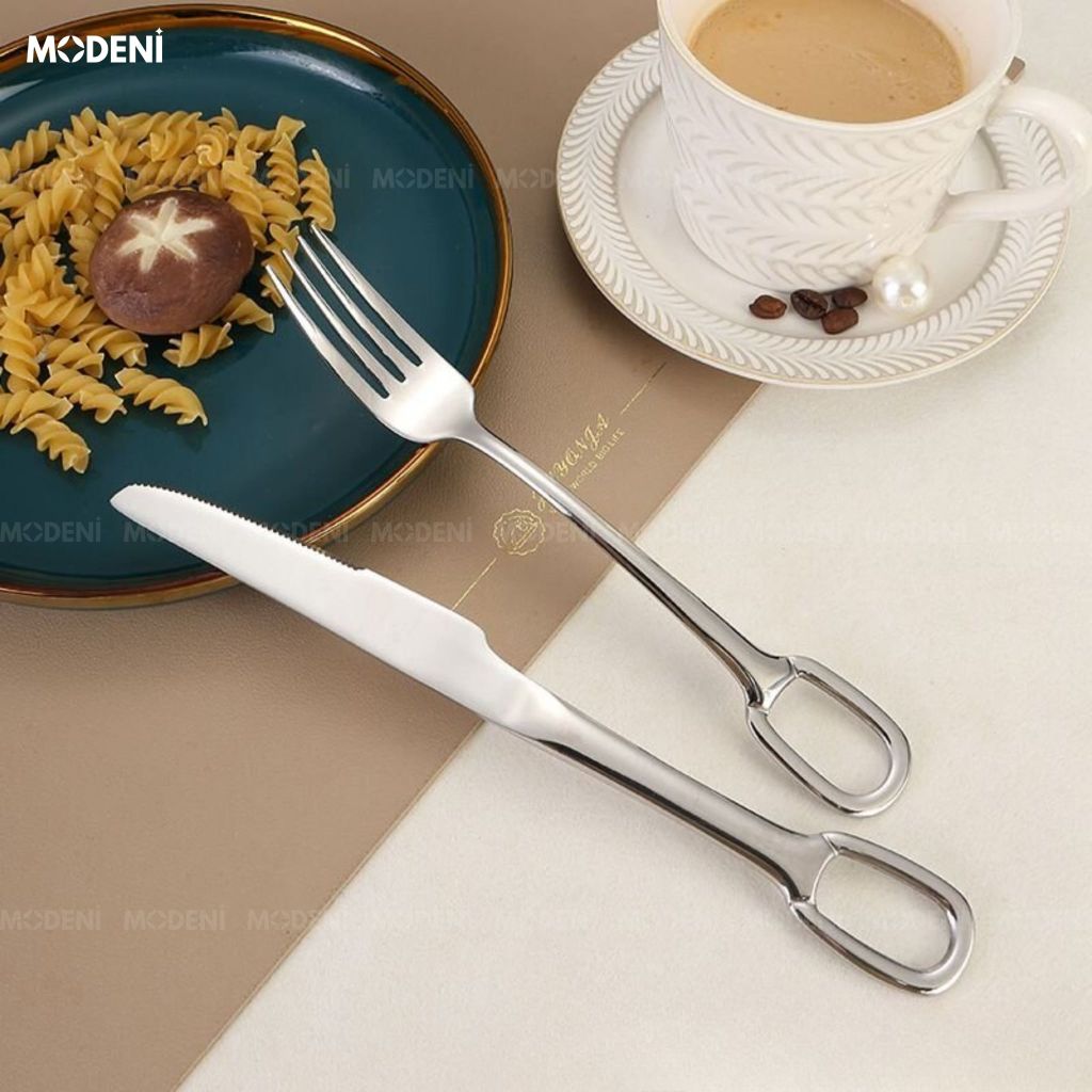 Bộ Dao Muỗng Nĩa Anillo Silver Inox 304 Nguyên Khối Hiện Đại Thẩm Mỹ Châu Âu Làm Quà Tặng Tân Gia